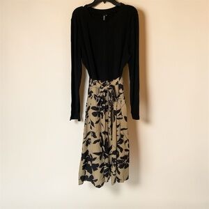 NWT Zattcas Floral long Sleeve Ribbed Midi Dress Women's Size XL